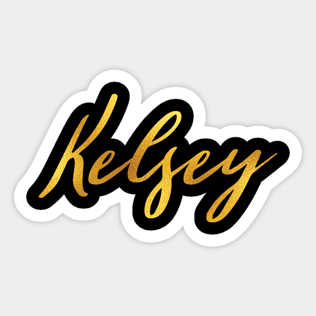 Kelsey Name Hand Lettering in Faux Gold Letters Sticker by Pixel On Fire